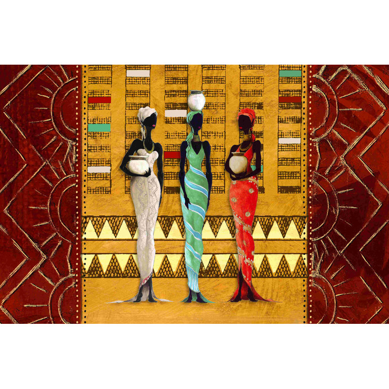 Femmes d'Afrique - peinture sur toile tendue, H 8 po x l 12 po