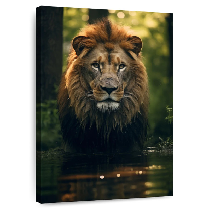 Brampt Lion In Water, 36" H x 24" W