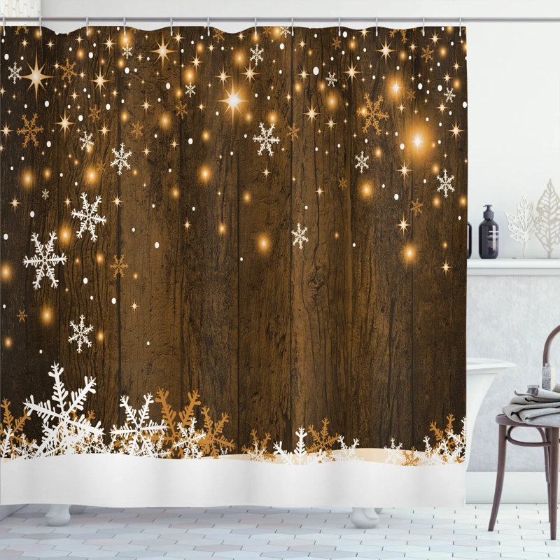 Rideau de douche simple en bois et flocon de neige Bonanno, H 84 po x l 69 po