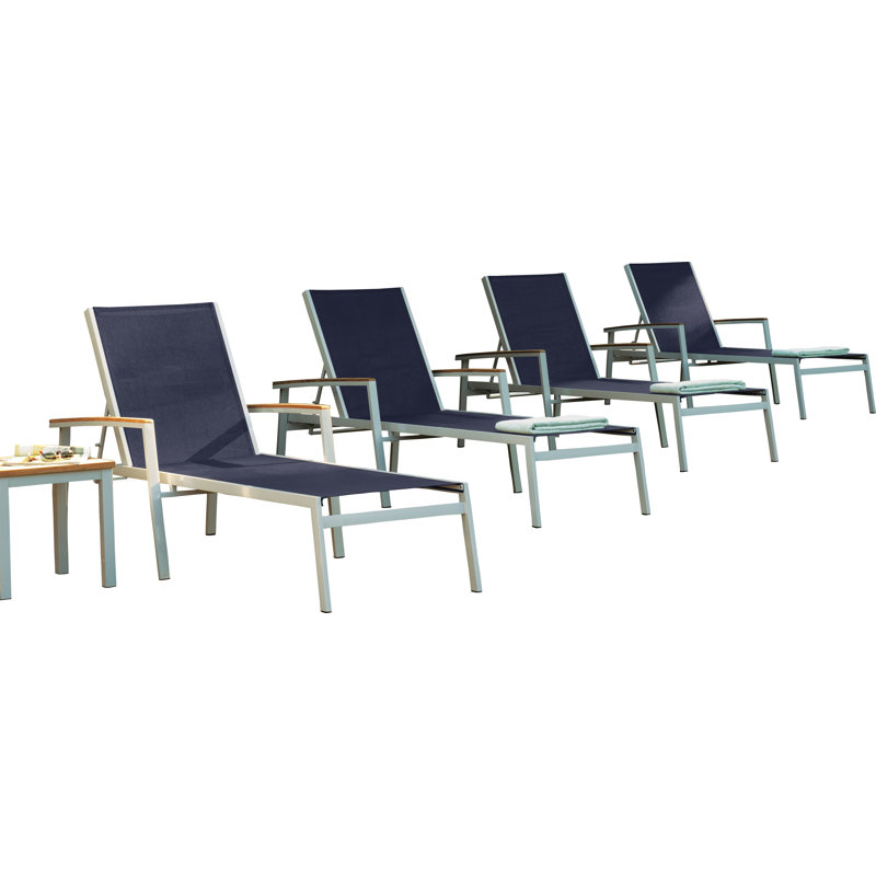 Travira 8 Piece Chaise Lounge Set, Teakwood Natural, Ink Pen