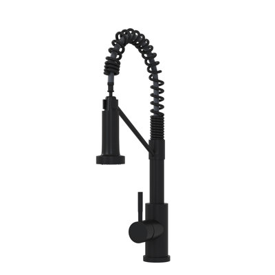 Robinet de cuisine 19 po en noir mat - poignée simple, fabrication en acier inoxydable 304 mat moderne avec poignée pour une utilisation durable dans la salle de bain