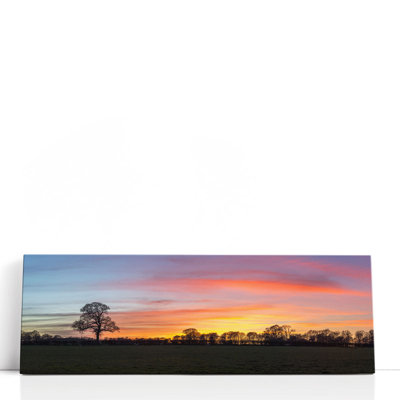 Silhouette d'un seul arbre dans une campagne - reproduction d'art sur toile