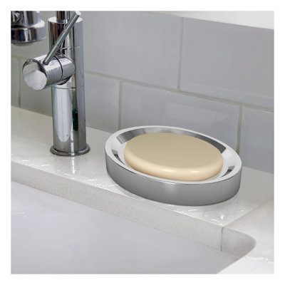 Porte-savon en acier inoxydable chromé avec drainage pour salle de bain et cuisine