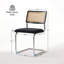 Ensemble de 4 chaises de salle à manger en rotin noir et chrome, chaises de cuisine modernes en bois de style Mid-Century, chaises de salle à manger en canne à dossier en filet, chaise Cesca Design avec pieds en métal chromé-2028106808-2028437263