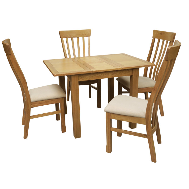 Racquel Butterfly Leaf Solid Oak Dining Set, 76" H x 110" L x 80" W