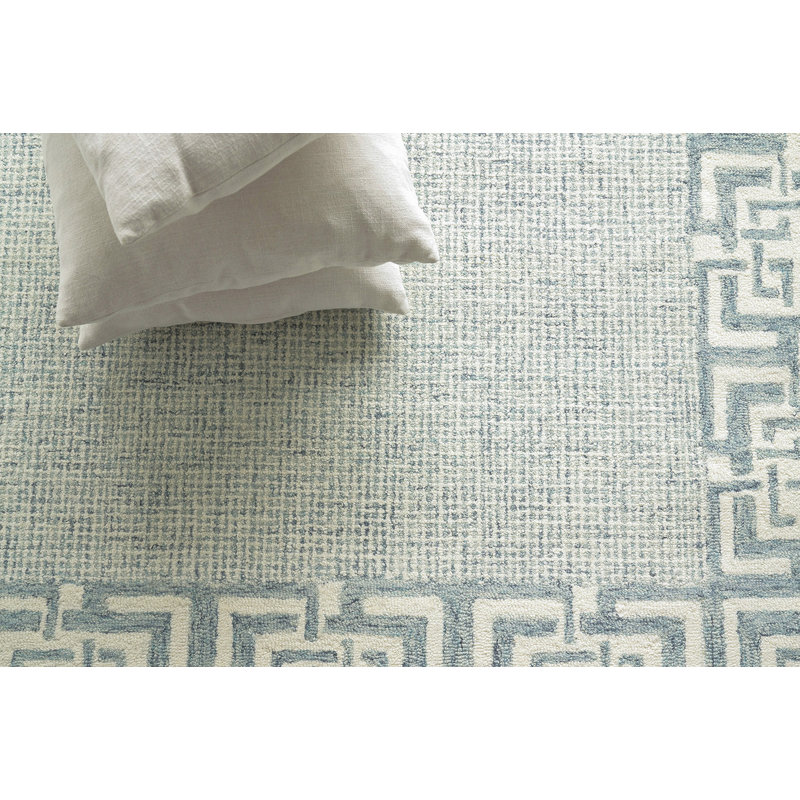 Caprice Oriental Handmade Wool Aqua Area Rug, Rectangle 10' x 14', Aqua/Silver
