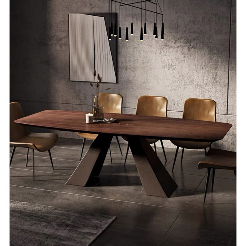 Table de salle à manger minimaliste en bois massif de couleur noyer, H 29,53 po x L 70,87 po x l 31,50 po 