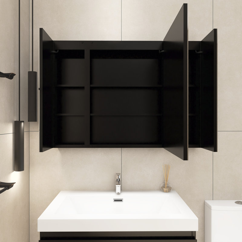 36 In. W X 26 In. H 3 Colors With Light Rectangular Iron Medicine Cabinet With Mirror