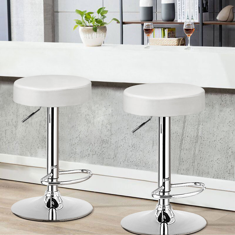 Tabouret de bar pivotant à hauteur réglable Schrager, Blanc
