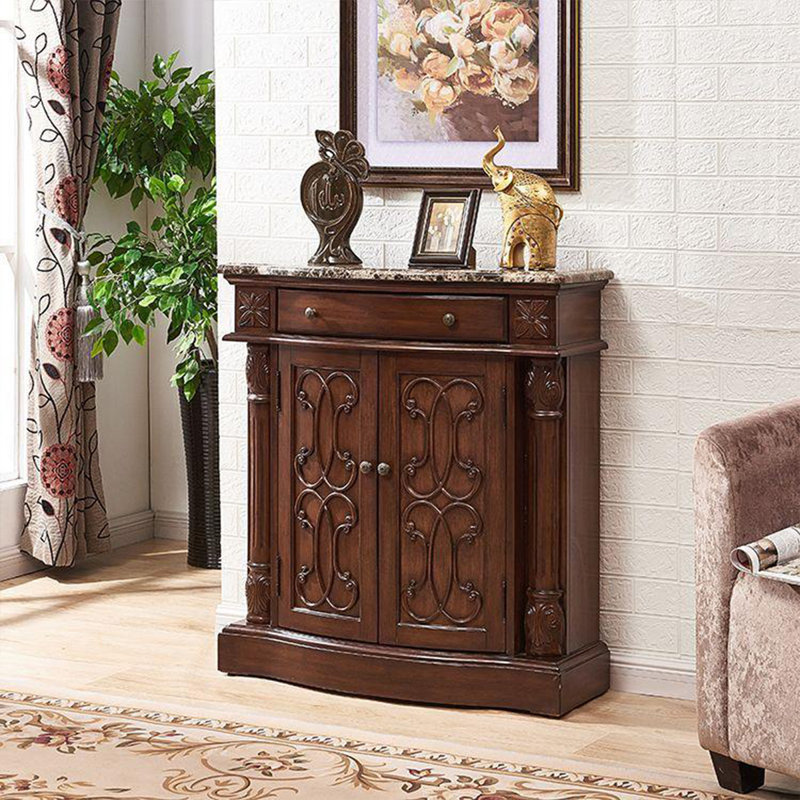 Console noyer massif et bois manufacturé