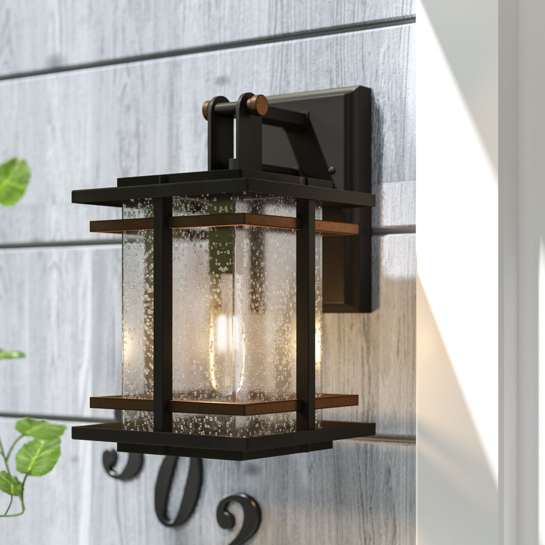 Plaisance Black/Copper Outdoor Wall Lantern Loon Peak® 
