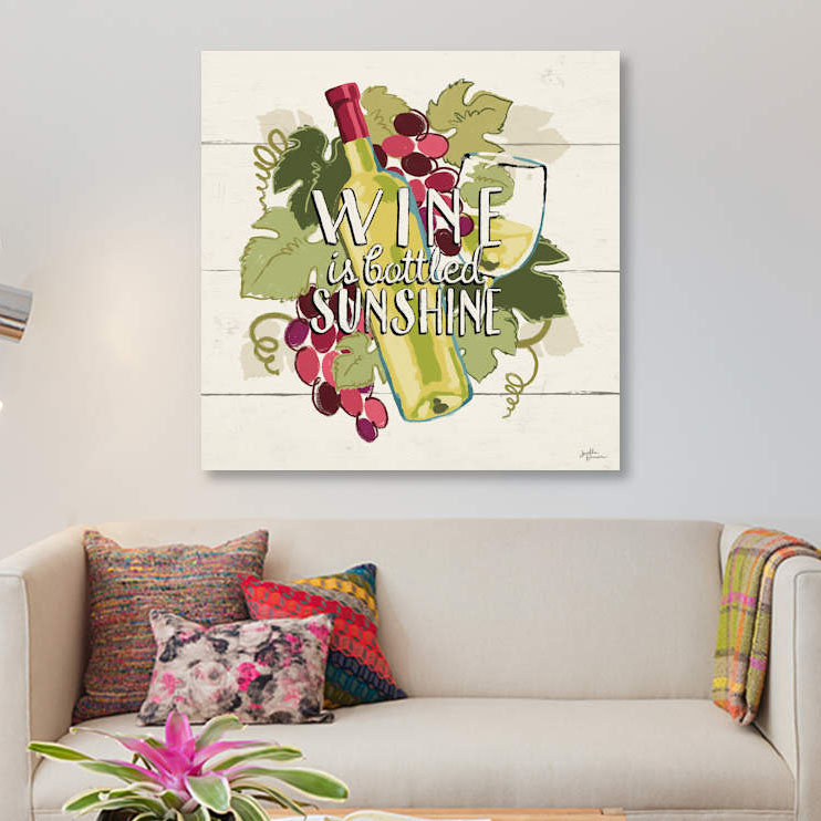 «Wine and Friends IV», art textuel sur toile, H 12 po x l 12 po x P 0,75 po, Toile tendue, Pas de tapis