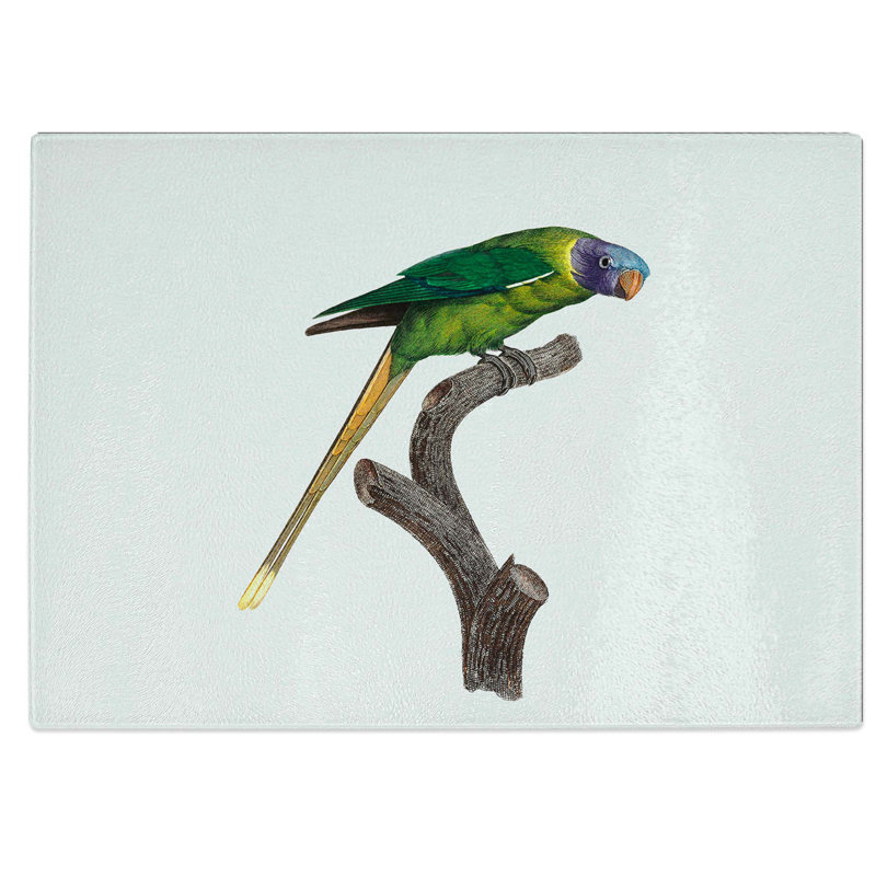 Tempered Glass a Plum-Headed Parakeet Chopping Board, 28.5 cm W x 20 cm L