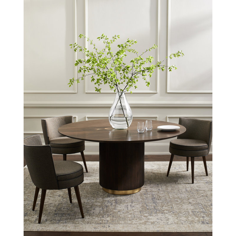 Rylee Modern Dining Table, Black/Gold, Brown