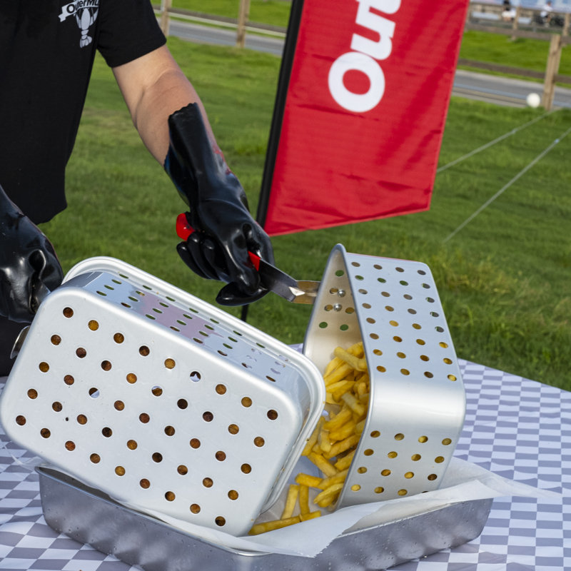 OuterMust Outdoor Propane Rectangular Deep Fryer Kit with 18 qt. Frying Pan & Dual Baskets