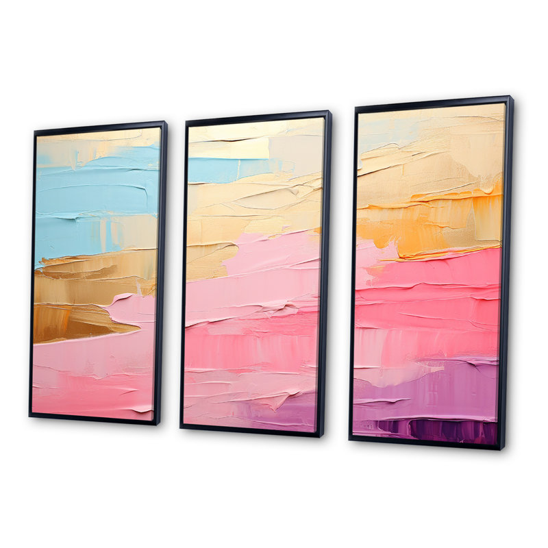 Minimalism Chasing Rainbows I - Rainbow Wall Art Set, Black Floater Framed, 40" H x 60" W x 1" D