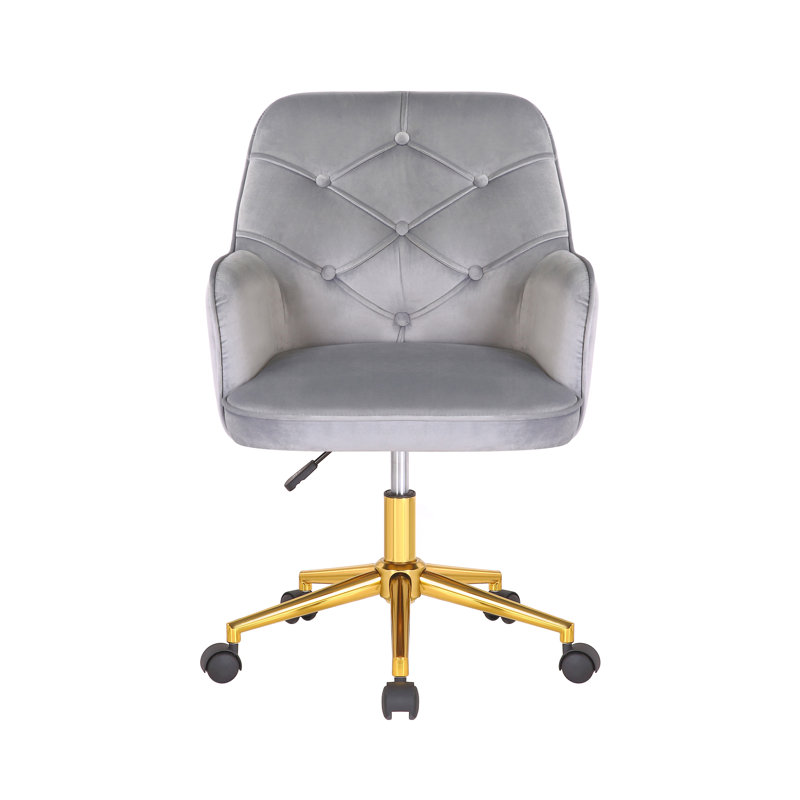 Chaise de bureau en velours Samatha, Velours gris
