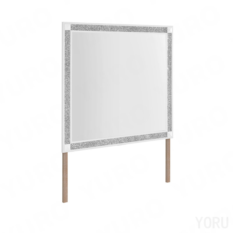 Miroir blanc, H 36,02 po x l 38,03 po, Bois massif et panneau de fibres à densité moyen, Rectangulaire