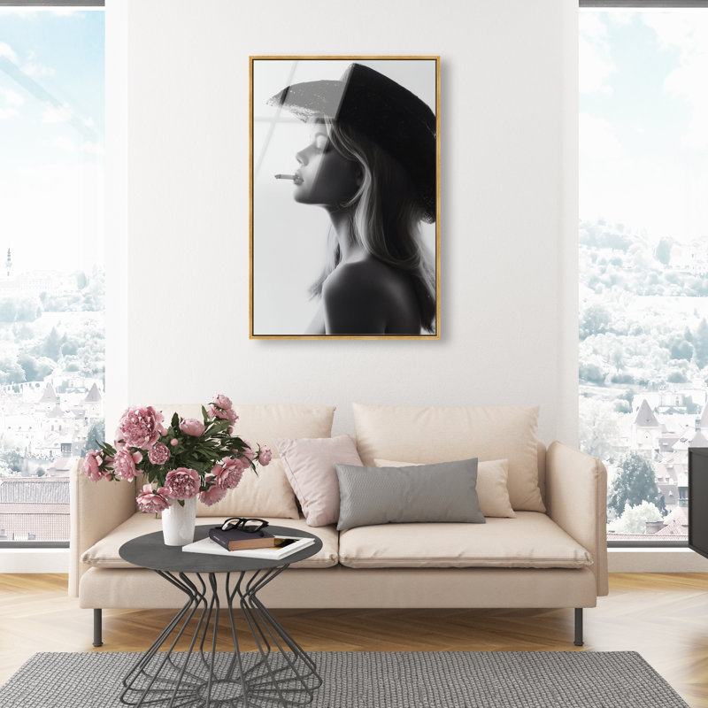 Desert Cowgirl Print, 37"H x 25"W, Gold Floater Frame