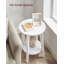 Table d'appoint ronde avec tablette inférieure, table de bout pour les petits espaces, table de chevet pour le salon, chambre à coucher, blanc-116160706