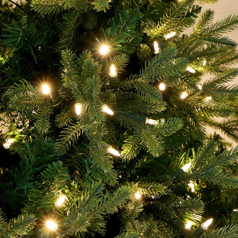 8-Foot Green Fir Artificial Christmas Tree with Warm White LED Lights