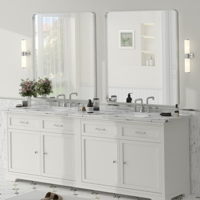 Miroir de salle de bain mural en verre trempé et métal Molly