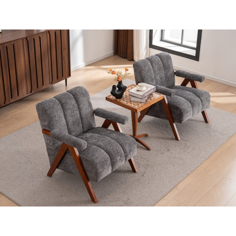 Chaise d'appoint rembourrée (ensemble de 2), Gris, 2