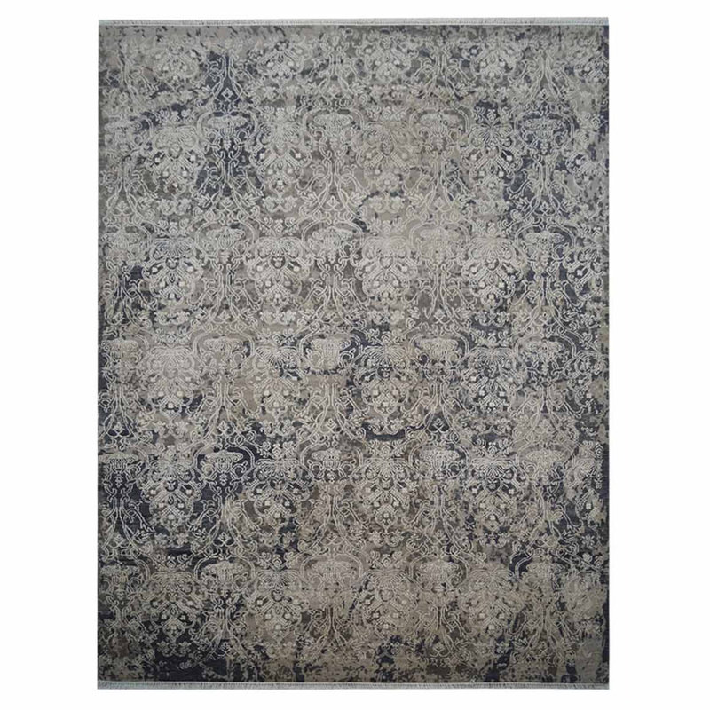 Hand Knotted Premium Quality Oriental Multicolor Silk & Wool Rectangle Indoor Area Rugs, Rectangle 8' x 10'