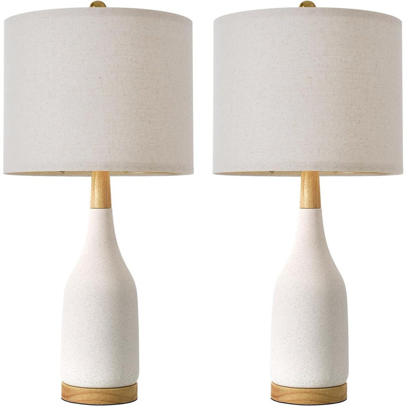 Ensemble de 2 lampes de table en céramique de 27 po pour salon de chambre à coucher, ensemble de 2 lampes de chevet de style campagnard, rétro, moderne, rétro et moderne