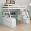 Lit mezzanine avec 7 tiroirs, 2 tablettes et un bureau-119804454