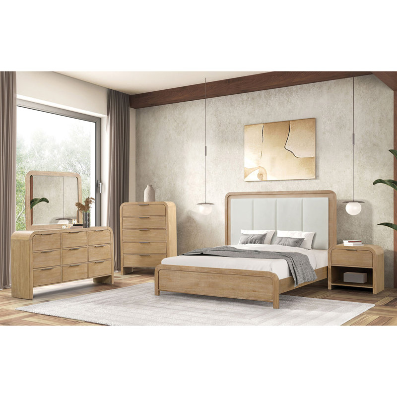 Poignées en métal en bois d'hévéa massif de style contemporain avec commode 1 pièce seulement 9 tiroirs