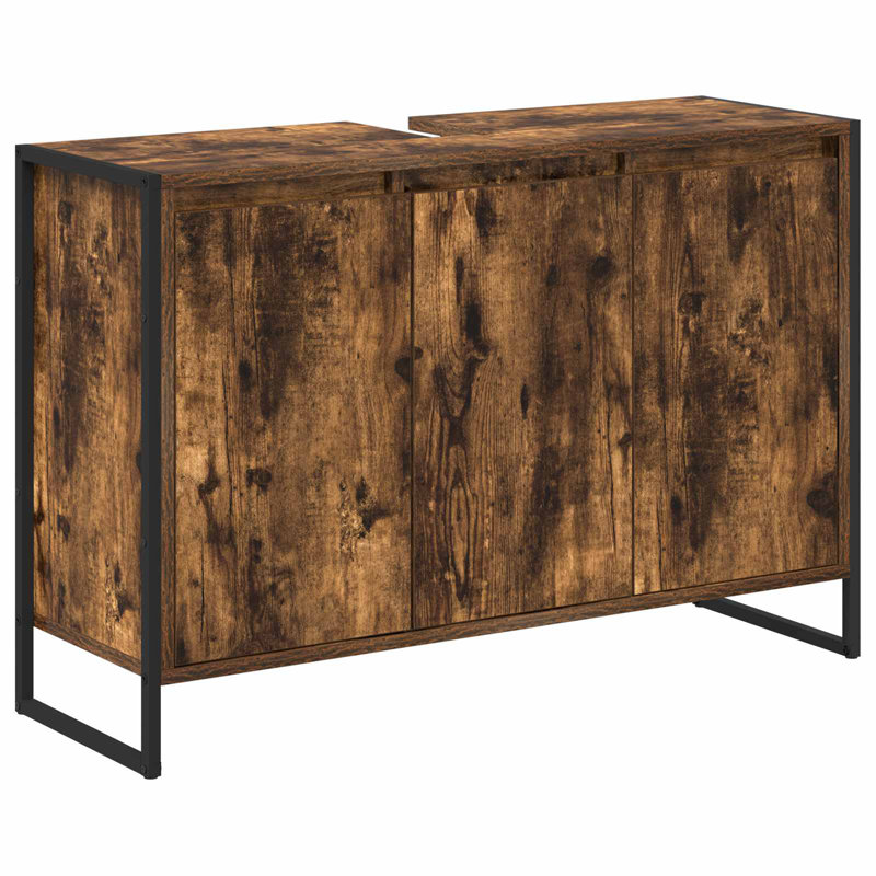 Freestanding Under Sink Cabinet, Smoke Oak
