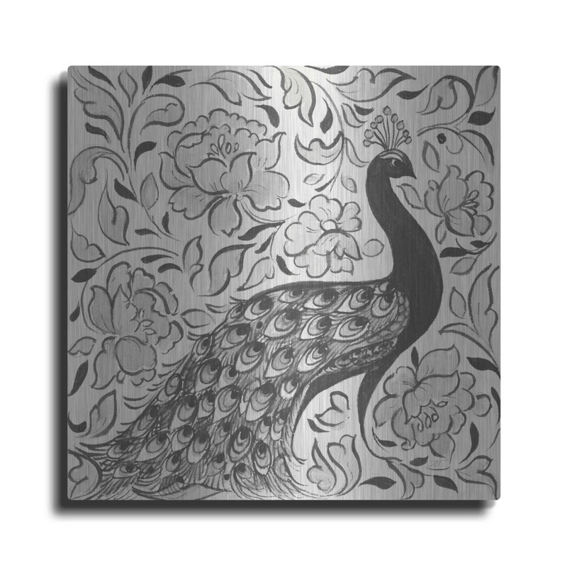 «Peacock Garden IV BW» par Miranda Thomas - impression sur toile non encadrée, H 24 po x l 24 po x P 0,13 po