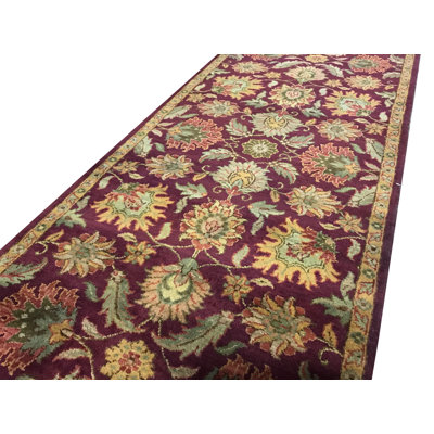 Hand-Knotted High-Quality Red and Gold Runner