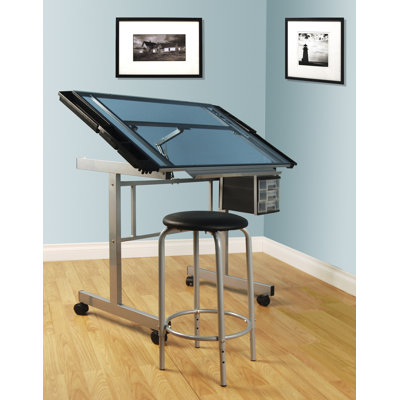 Drafting Table Drawing Arts Craft Desk Tabletop w/Stool and 2 Drawers Adjustable Drafting Table Drawing Arts Craft Desk Tabletop w/Stool and 2 Drawers Adjustable