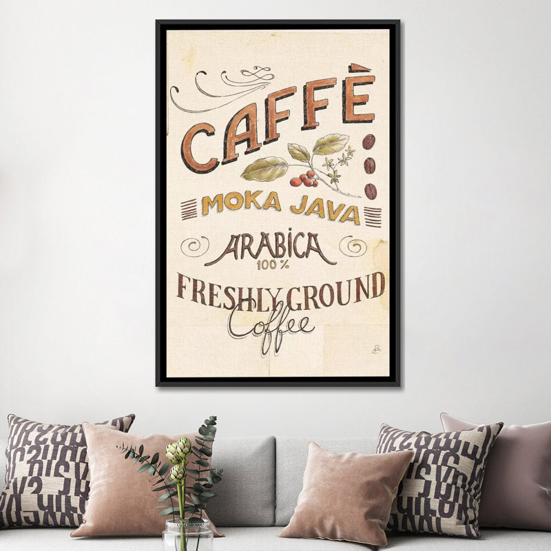« authentique coffee vii », toile rétro sur toile, H 26 po x l 18 po x P 1,5 po, Toile avec cadre noir, Pas de tapis