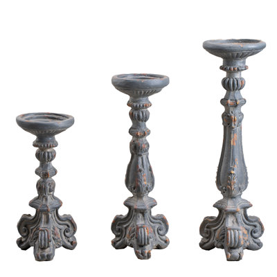 Ensemble de 3 porte-bougies antiques MGO