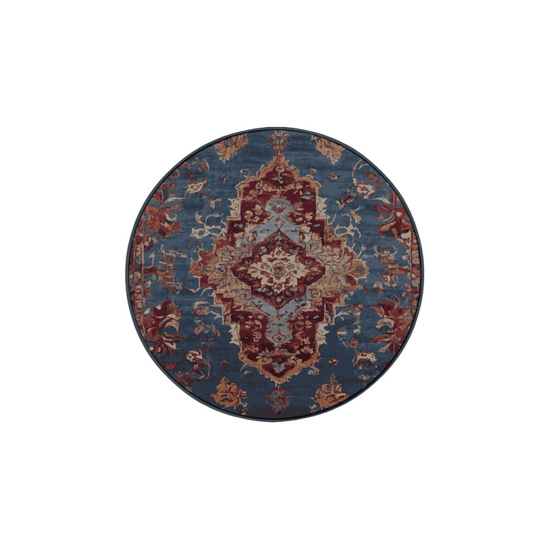 Tapis noir lavable à la machine, Rond 5 pi
