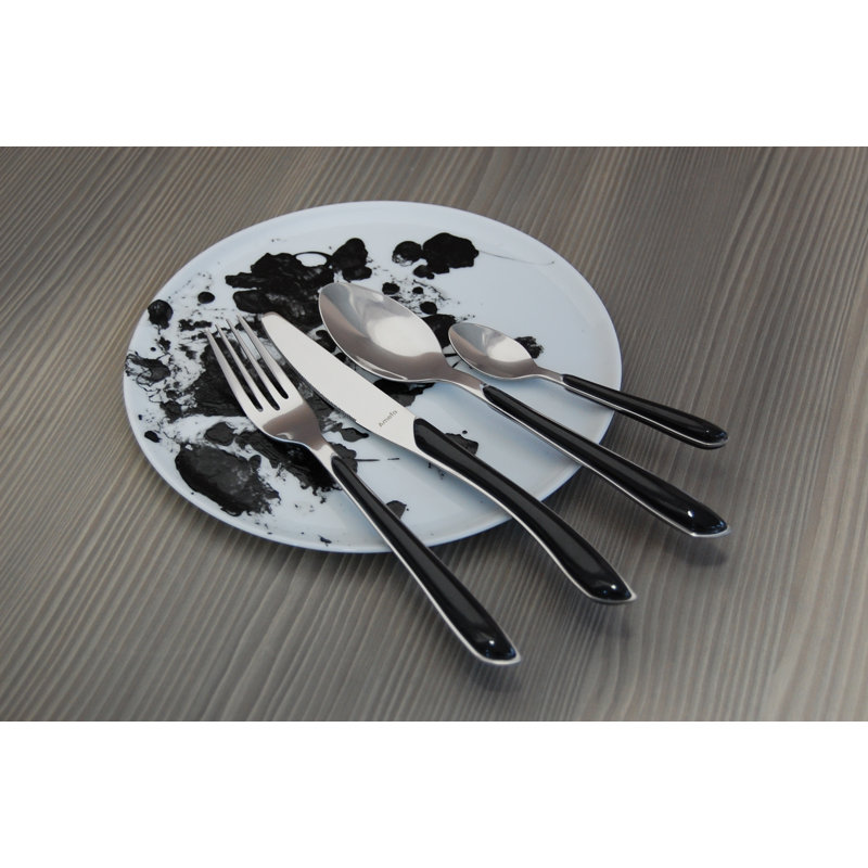 Eclat Stainless Steel Wood Stainless Steel Dinner Fork Flatware, Black