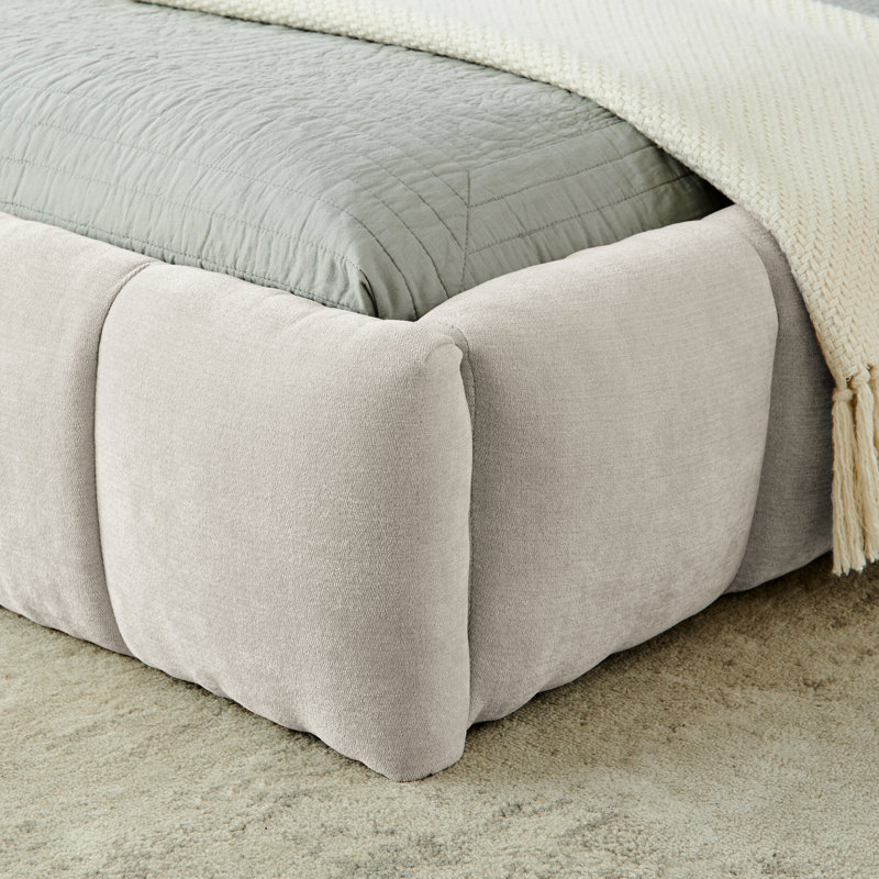 Très grand lit plateforme avec tissu épais, tête de lit moelleuse, aspect terre, pas de sommier tapissier, structure rembourrée en chenille, style, assemblage rapide