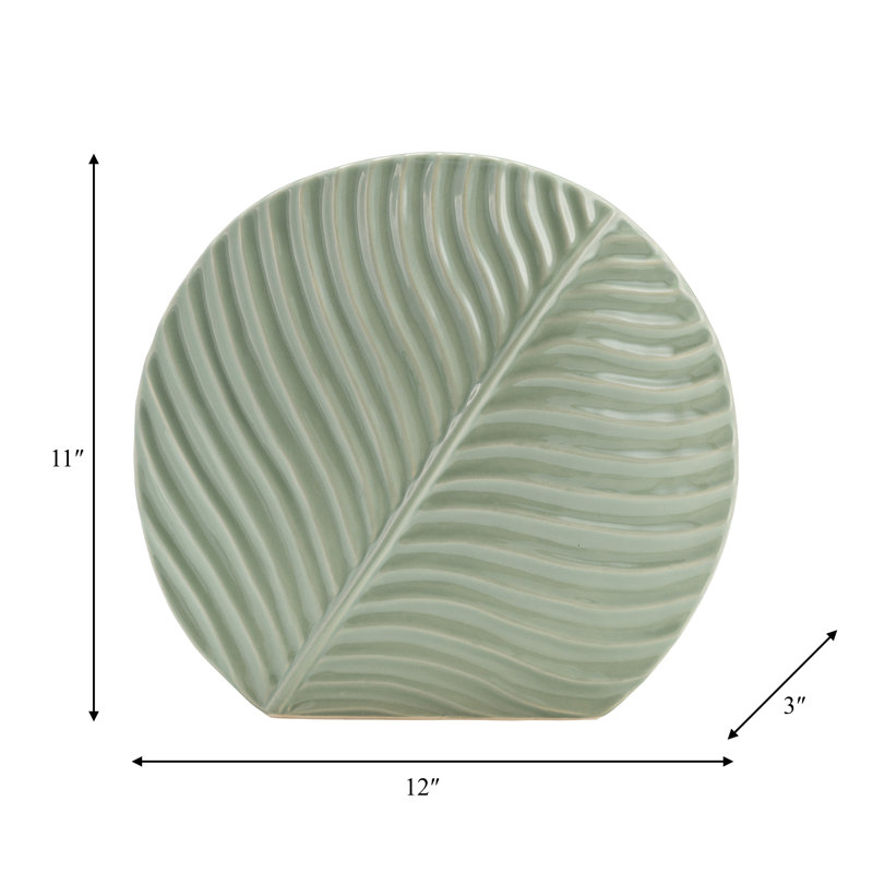Grand vase sculptural avec texture de feuille pour console et entrée - Vase à fleurs pour la décoration intérieure