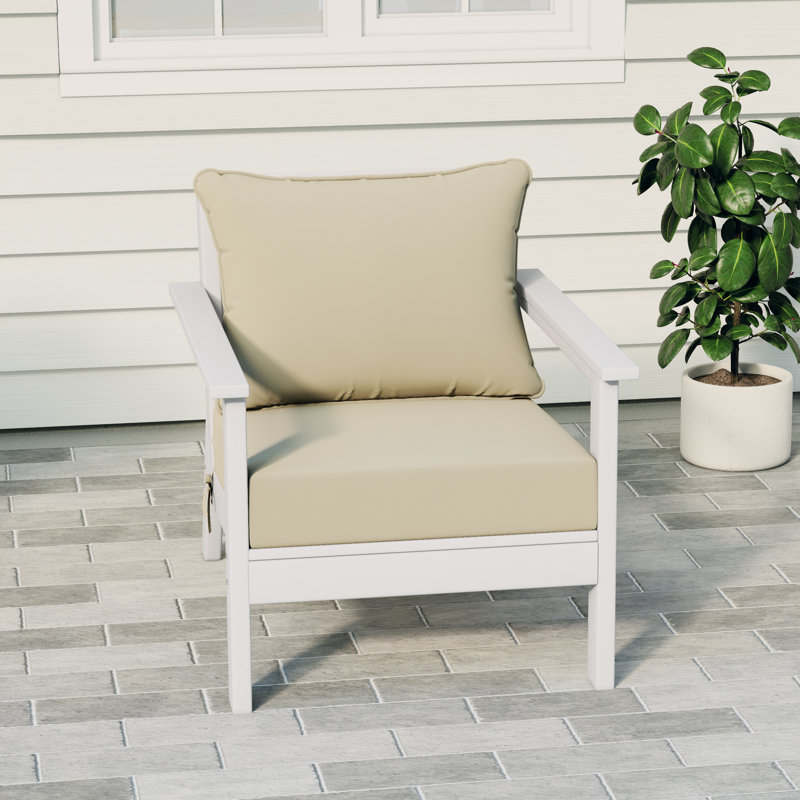 Hydea Deep Seating Chair With Cushions, White, Beige