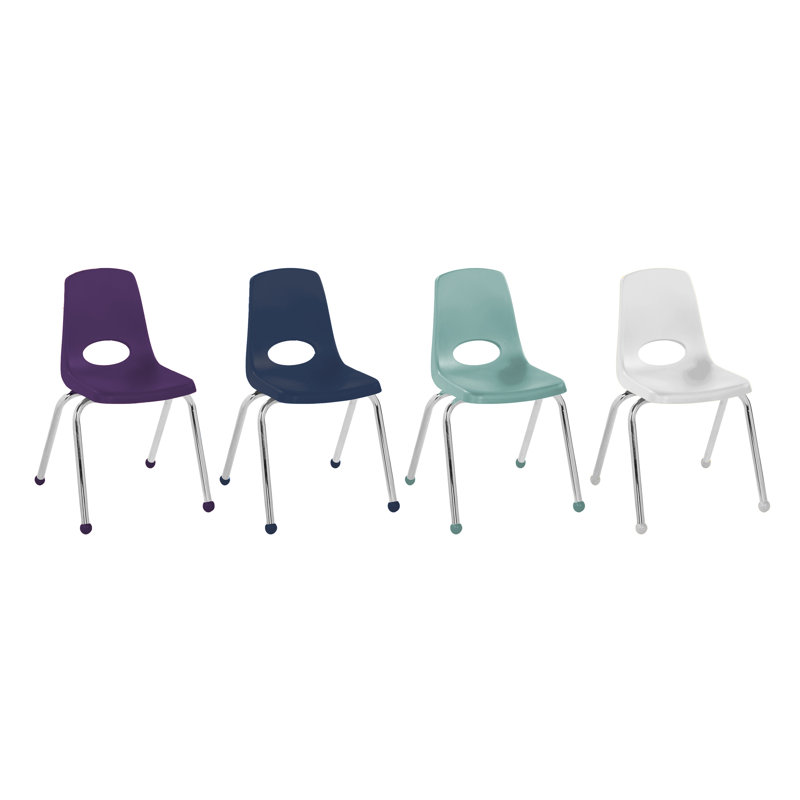 Chaise de classe empilable avec glissières à billes, Ball Glides, Contemporain / mauve, 16"