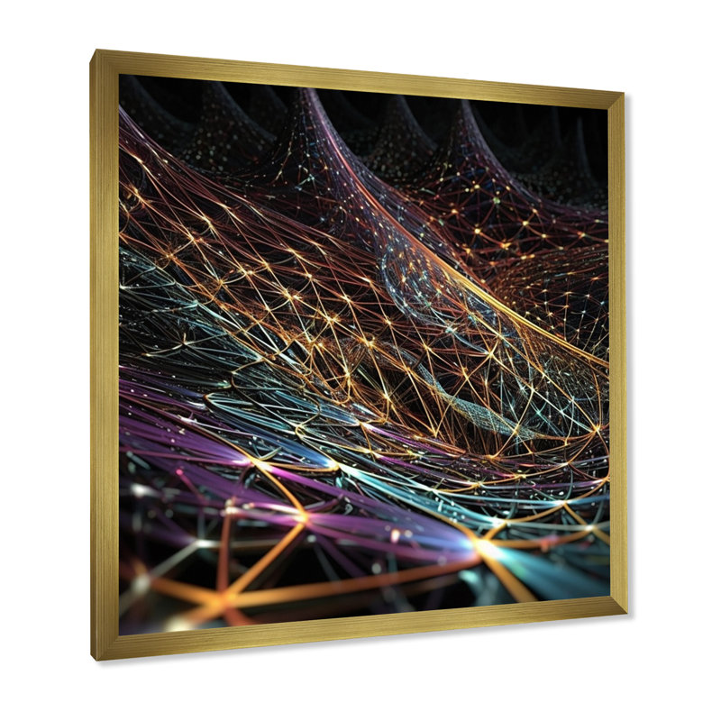 «Futuristic Infinity Matrix», art mural sur toile Fractals, H 36 po x l 36 po x P 1,5 po, Cadre doré à une seule photo