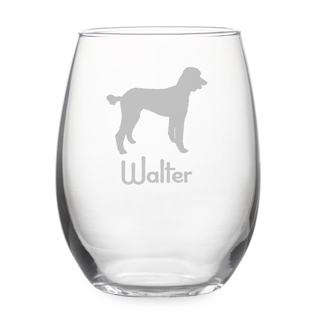 Personalized Poodle 21 oz. Stemless Wine Glass (Set of 4) Susquehanna Glass 