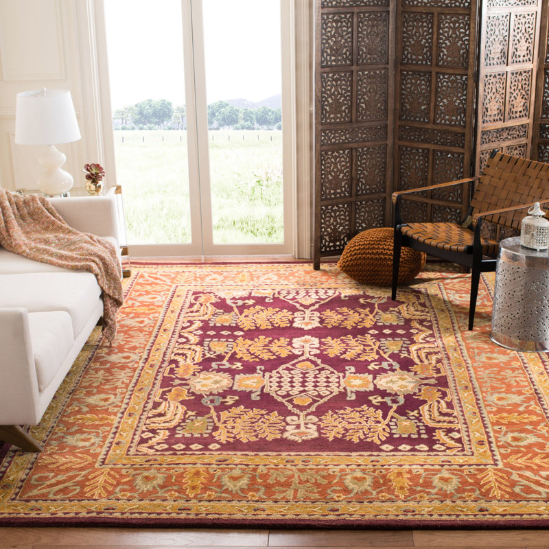 Tapis rouge en laine touffeté à la main Molter, Rectangle 4 pi x 6 pi