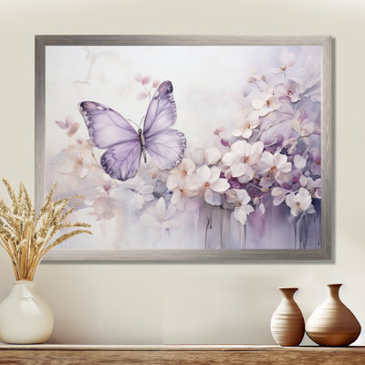 Papillon mauve en vol enchanté II - Art mural papillon