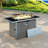 Propane Gas Fire Pit Table With Glass Wind Guard And An Open Basket-wave Patterned Wicker-1185814592
