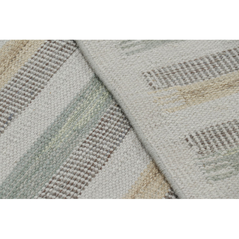 Scandinavian Hand Knotted Wool Geometric Area Rug, Rectangle 10' x 14'