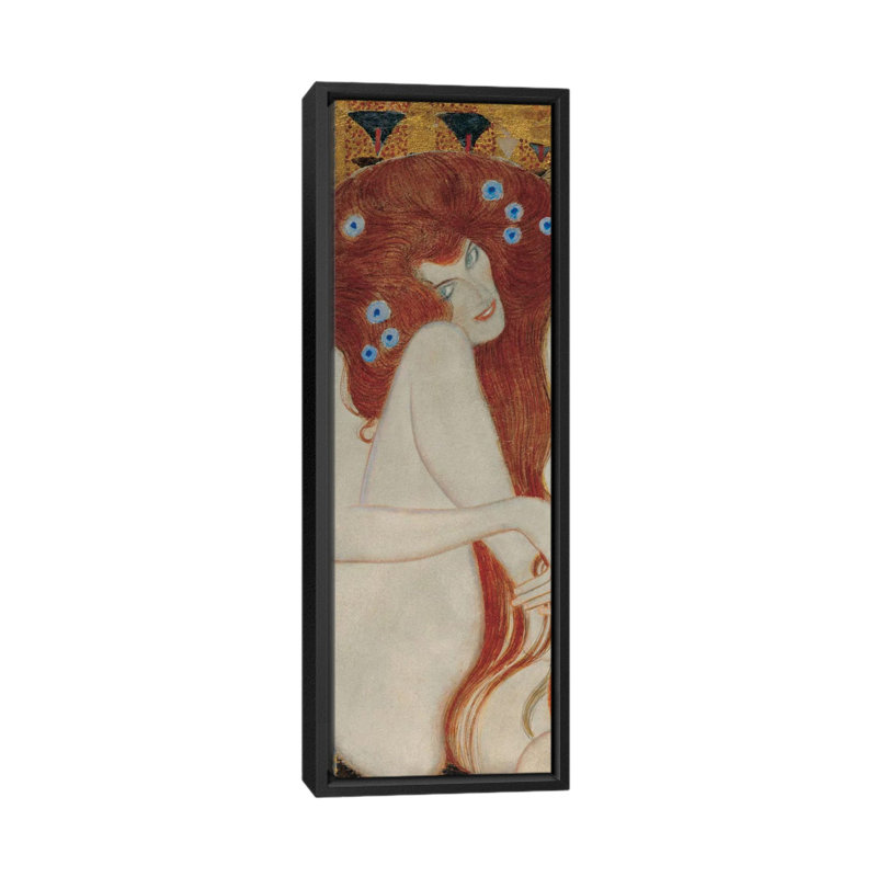 Beethoven frise, détail rectangulaire par Gustav Klimt - impression sur toile tendue, H 36 po x l 12 po x P 1,5 po